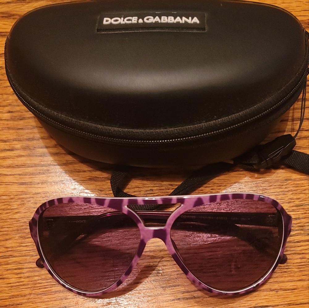 Dolce & Gabbana Purple Black Leopard Large Medium Sunglasses